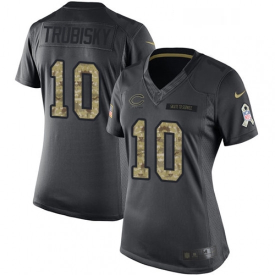 Womens Nike Chicago Bears 10 Mitchell Trubisky Limited Black 2016 Salute to Service NFL Jersey Womens Nike Chicago Bears 10 Mitchell Trubisky Limited Black 2016 Salute to Service NFL Jersey