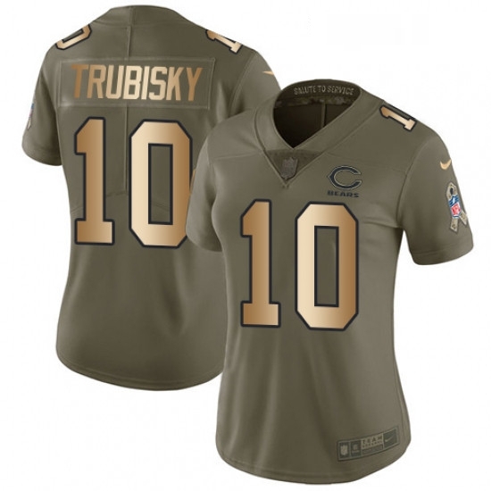 Womens Nike Chicago Bears 10 Mitchell Trubisky Limited OliveGold Salute to Service NFL Jersey Womens Nike Chicago Bears 10 Mitchell Trubisky Limited OliveGold Salute to Service NFL Jersey