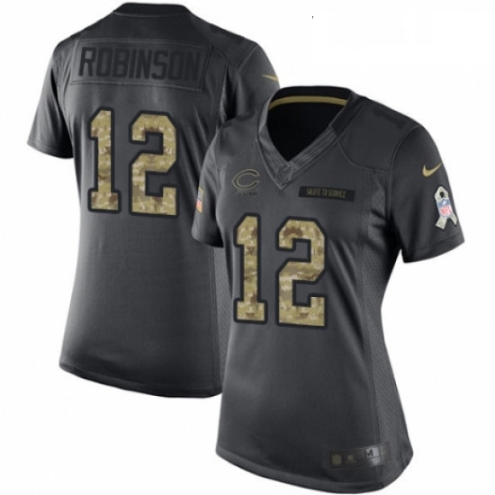 Womens Nike Chicago Bears 12 Allen Robinson Limited Black 2016 Salute to Service NFL Jersey Womens Nike Chicago Bears 12 Allen Robinson Limited Black 2016 Salute to Service NFL Jersey