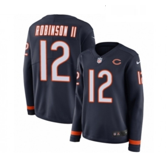 Womens Nike Chicago Bears 12 Allen Robinson Limited Navy Blue Therma Long Sleeve NFL Jersey Womens Nike Chicago Bears 12 Allen Robinson Limited Navy Blue Therma Long Sleeve NFL Jersey