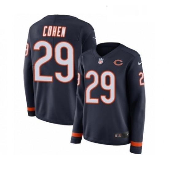 Womens Nike Chicago Bears 29 Tarik Cohen Limited Navy Blue Therma Long Sleeve NFL Jersey Womens Nike Chicago Bears 29 Tarik Cohen Limited Navy Blue Therma Long Sleeve NFL Jersey