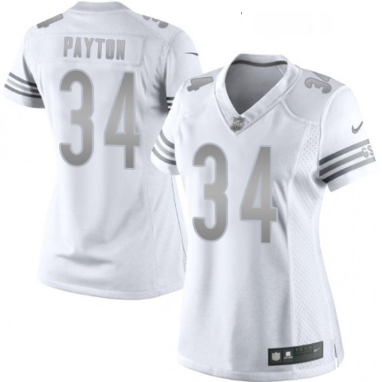 Womens Nike Chicago Bears 34 Walter Payton Limited White Platinum NFL Jersey Womens Nike Chicago Bears 34 Walter Payton Limited White Platinum NFL Jersey