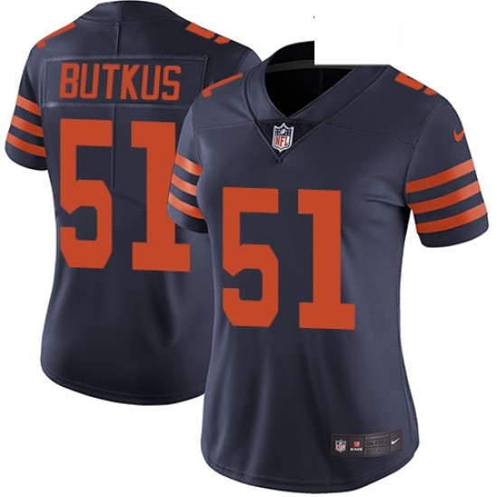 Womens Nike Chicago Bears 51 Dick Butkus Elite Navy Blue Alternate NFL Jersey Womens Nike Chicago Bears 51 Dick Butkus Elite Navy Blue Alternate NFL Jersey
