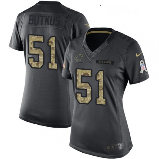 Womens Nike Chicago Bears 51 Dick Butkus Limited Black 2016 Salute to Service NFL Jersey Womens Nike Chicago Bears 51 Dick Butkus Limited Black 2016 Salute to Service NFL Jersey