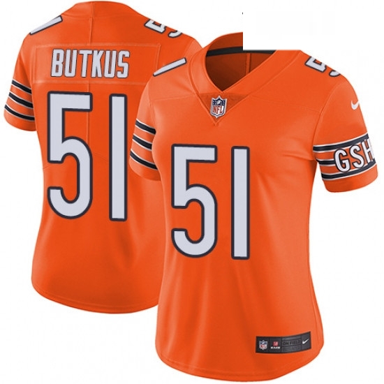 Womens Nike Chicago Bears 51 Dick Butkus Limited Orange Rush Vapor Untouchable NFL Jersey Womens Nike Chicago Bears 51 Dick Butkus Limited Orange Rush Vapor Untouchable NFL Jersey