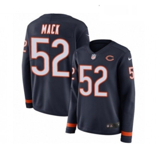 Womens Nike Chicago Bears 52 Khalil Mack Limited Navy Blue Therma Long Sleeve NFL Jersey Womens Nike Chicago Bears 52 Khalil Mack Limited Navy Blue Therma Long Sleeve NFL Jersey
