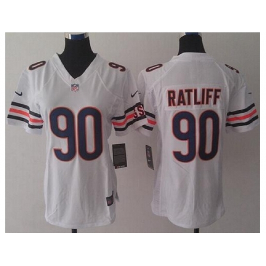 Women's Nike Chicago Bears #90 Jeremiah Ratliff White Stitched NFL Limited Jersey Women's Nike Chicago Bears #90 Jeremiah Ratliff White Stitched NFL Limited Jersey