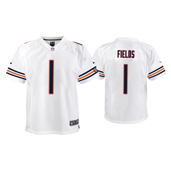 Youth Chicago Bears 1 Justin Fields White Jersey Youth Chicago Bears 1 Justin Fields White Jersey
