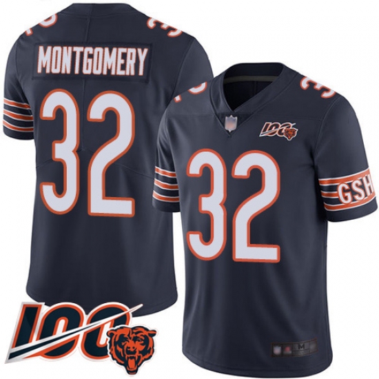 Youth Chicago Bears 32 David Montgomery Navy Blue Team Color 100th Season Limited Football Jersey Youth Chicago Bears 32 David Montgomery Navy Blue Team Color 100th Season Limited Football Jersey