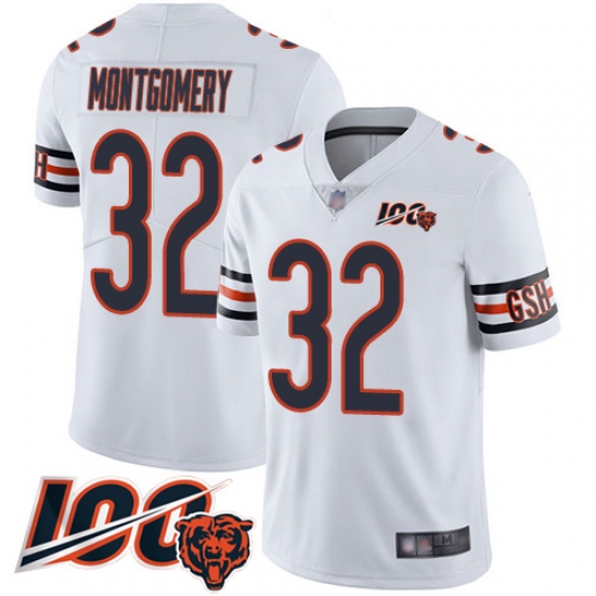 Youth Chicago Bears 32 David Montgomery White Vapor Untouchable Limited Player 100th Season Football Jersey Youth Chicago Bears 32 David Montgomery White Vapor Untouchable Limited Player 100th Season Football Jersey