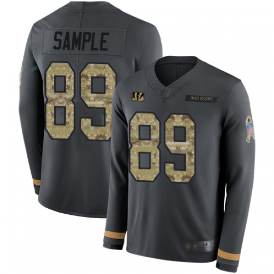Bengals 89 Drew Sample Anthracite Salute to Service Men Stitched Football Limited Therma Long Sleeve Jersey Bengals 89 Drew Sample Anthracite Salute to Service Men Stitched Football Limited Therma Long Sleeve Jersey