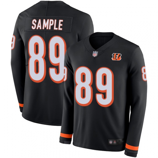 Bengals 89 Drew Sample Black Team Color Men Stitched Football Limited Therma Long Sleeve Jersey Bengals 89 Drew Sample Black Team Color Men Stitched Football Limited Therma Long Sleeve Jersey