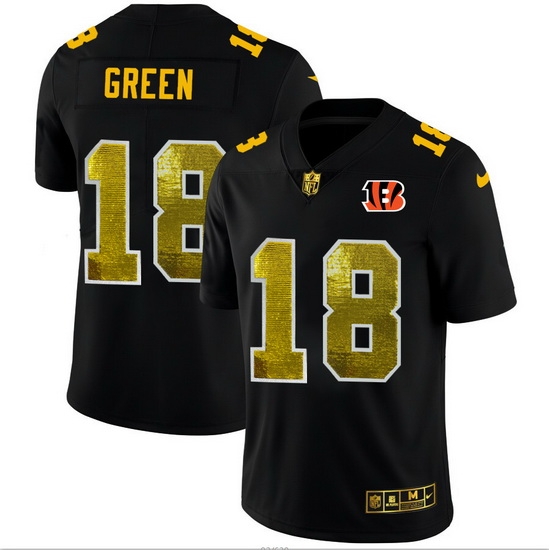Cincinnati Bengals 18 A J Green Men Black Nike Golden Sequin Vapor Limited NFL Jersey Cincinnati Bengals 18 A J Green Men Black Nike Golden Sequin Vapor Limited NFL Jersey