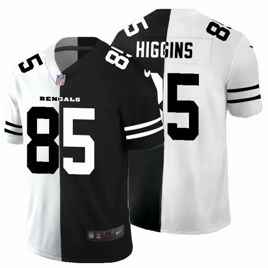 Cincinnati Bengals 85 Tee Higgins Men Black V White Peace Split Nike Vapor Untouchable Limited NFL Jersey Cincinnati Bengals 85 Tee Higgins Men Black V White Peace Split Nike Vapor Untouchable Limited NFL Jersey