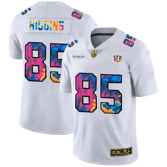 Cincinnati Bengals 85 Tee Higgins Men White Nike Multi Color 2020 NFL Crucial Catch Limited NFL Jersey Cincinnati Bengals 85 Tee Higgins Men White Nike Multi Color 2020 NFL Crucial Catch Limited NFL Jersey