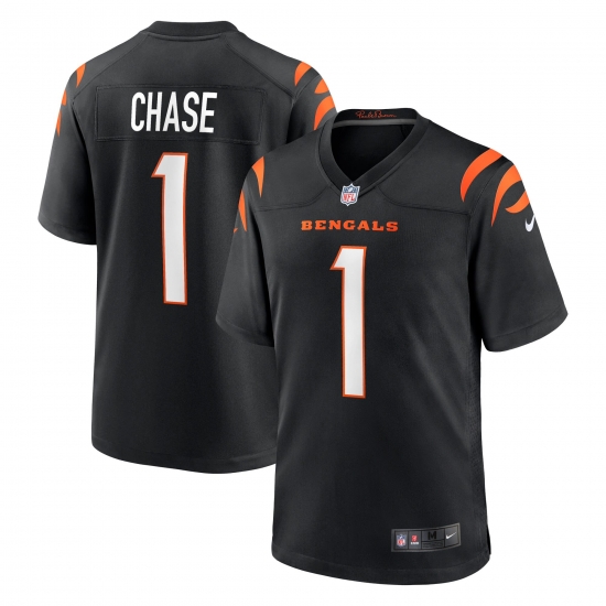 Men Cincinnate Bengals Ja'Marr Chase 1 Black Vapor Limited Jersey Men Cincinnate Bengals Ja'Marr Chase 1 Black Vapor Limited Jersey
