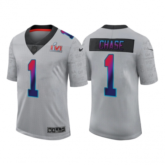 Men Cincinnati Bengals 1 Ja 27Marr Chase 2022 Grey Super Bowl LVI Limited Stitched Jersey Men Cincinnati Bengals 1 Ja 27Marr Chase 2022 Grey Super Bowl LVI Limited Stitched Jersey
