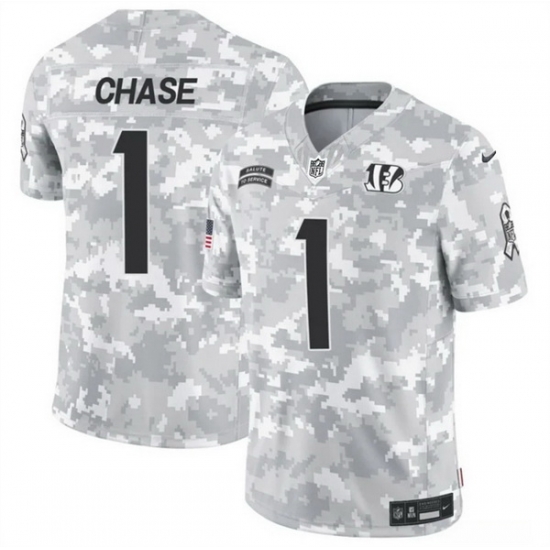 Men Cincinnati Bengals 1 Ja 27Marr Chase 2024 F U S E Arctic Camo Salute To Service Limited Stitched Football Jersey Men Cincinnati Bengals 1 Ja 27Marr Chase 2024 F U S E Arctic Camo Salute To Service Limited Stitched Football Jersey