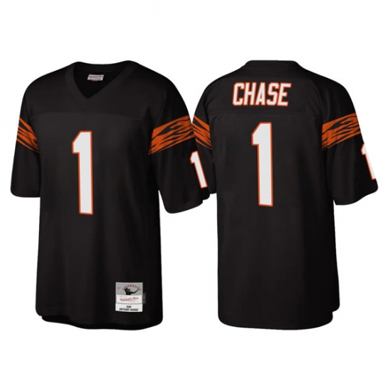 Men Cincinnati Bengals 1 Ja 27Marr Chase Black Throwback Legacy Stitched Jerse Men Cincinnati Bengals 1 Ja 27Marr Chase Black Throwback Legacy Stitched Jerse