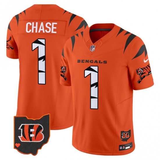 Men Cincinnati Bengals 1 Ja Marr Chase Orange F U S E Special Vapor Untouchable Limited Stitched Football Jersey Men Cincinnati Bengals 1 Ja Marr Chase Orange F U S E Special Vapor Untouchable Limited Stitched Football Jersey