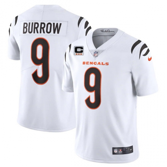 Men Cincinnati Bengals 2022 #9 Joe Burrow White With 3-star C Patch Vapor Limited Stitched NFL Jersey Men Cincinnati Bengals 2022 #9 Joe Burrow White With 3-star C Patch Vapor Limited Stitched NFL Jersey