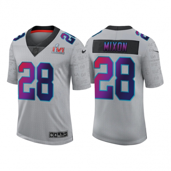 Men Cincinnati Bengals 28 Joe Mixon 2022 Grey Super Bowl LVI Limited Stitched Jersey Men Cincinnati Bengals 28 Joe Mixon 2022 Grey Super Bowl LVI Limited Stitched Jersey