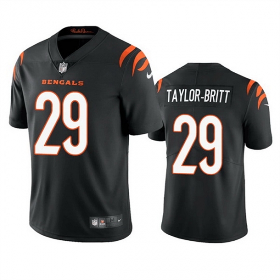 Men Cincinnati Bengals 29 Cam Taylor Britt Black Vapor Stitched Football Jersey Men Cincinnati Bengals 29 Cam Taylor Britt Black Vapor Stitched Football Jersey