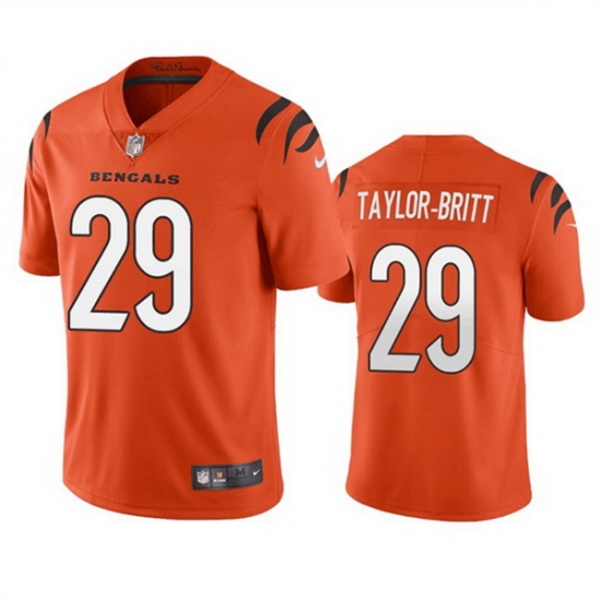 Men Cincinnati Bengals 29 Cam Taylor Britt Orange Vapor Limited Stitched Football Jersey Men Cincinnati Bengals 29 Cam Taylor Britt Orange Vapor Limited Stitched Football Jersey