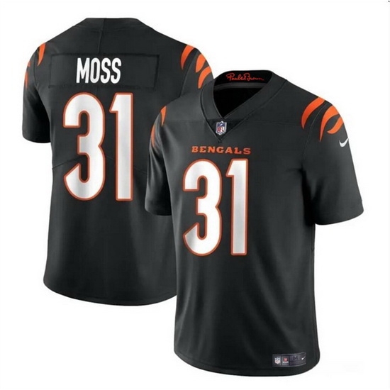 Men Cincinnati Bengals 31 Zack Moss Black Vapor Untouchable Limited Stitched Jersey Men Cincinnati Bengals 31 Zack Moss Black Vapor Untouchable Limited Stitched Jersey