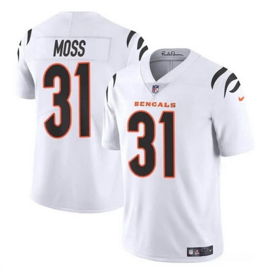 Men Cincinnati Bengals 31 Zack Moss White Vapor Untouchable Limited Stitched Jersey Men Cincinnati Bengals 31 Zack Moss White Vapor Untouchable Limited Stitched Jersey