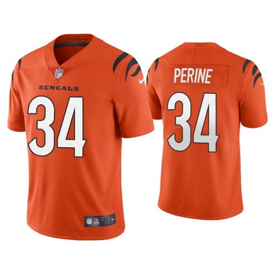 Men Cincinnati Bengals 34 Samaje Perine 2021 Orange Vapor Untouchable Limited Stitched Jersey Men Cincinnati Bengals 34 Samaje Perine 2021 Orange Vapor Untouchable Limited Stitched Jersey