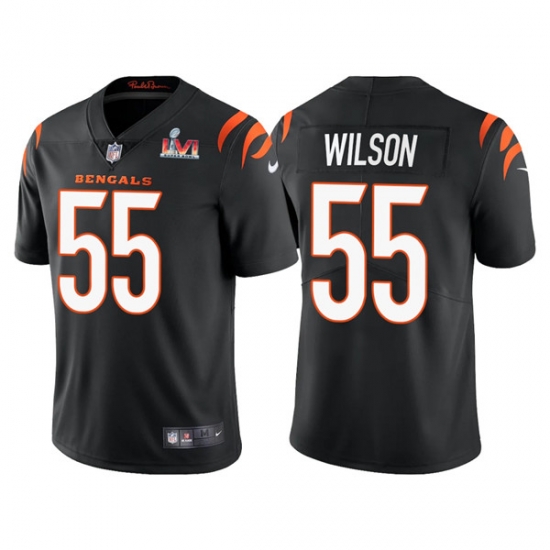 Men Cincinnati Bengals 55 Logan Wilson 2022 Black Super Bowl LVI Vapor Limited Stitched Jersey Men Cincinnati Bengals 55 Logan Wilson 2022 Black Super Bowl LVI Vapor Limited Stitched Jersey