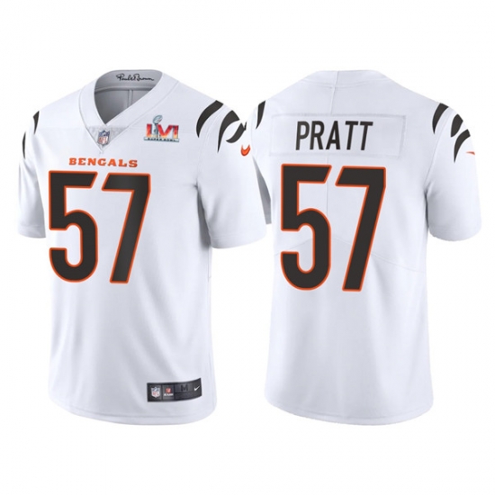 Men Cincinnati Bengals 57 Germaine Pratt 2022 White Super Bowl LVI Vapor Limited Stitched Jersey Men Cincinnati Bengals 57 Germaine Pratt 2022 White Super Bowl LVI Vapor Limited Stitched Jersey