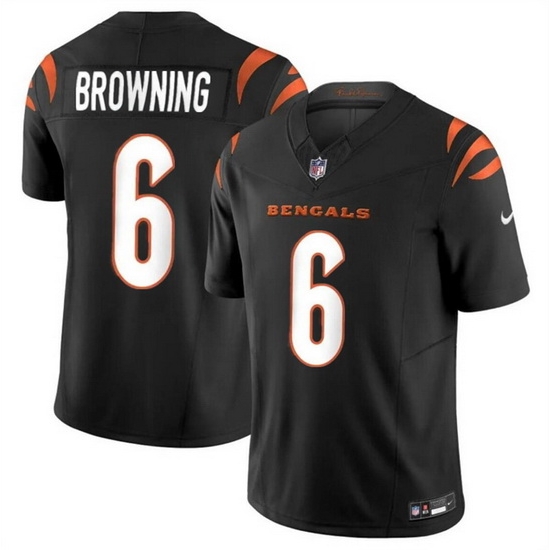 Men Cincinnati Bengals 6 Jake Browning Black 2023 F U S E Vapor Untouchable Limited Stitched Jersey Men Cincinnati Bengals 6 Jake Browning Black 2023 F U S E Vapor Untouchable Limited Stitched Jersey
