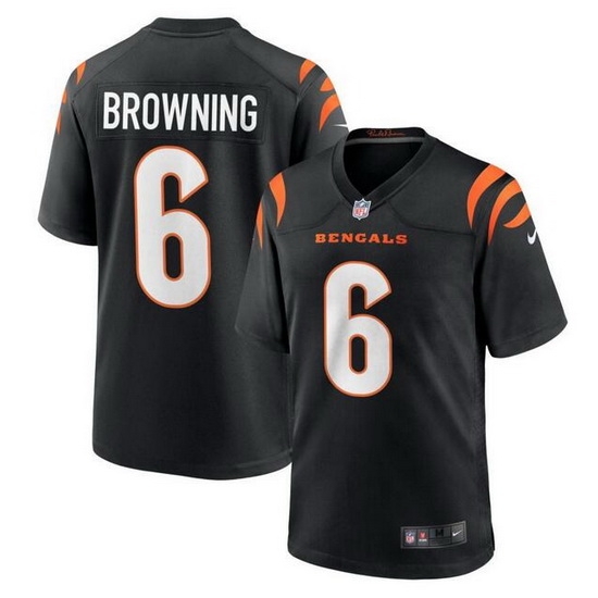 Men Cincinnati Bengals 6 Jake Browning Black Stitched Game Jersey Men Cincinnati Bengals 6 Jake Browning Black Stitched Game Jersey