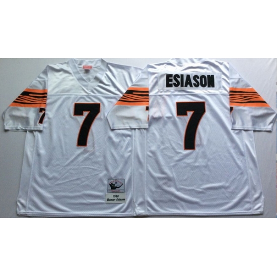Men Cincinnati Bengals 7 Boomer Esiason White M&N Throwback Jersey Men Cincinnati Bengals 7 Boomer Esiason White M&N Throwback Jersey