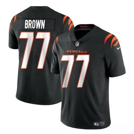 Men Cincinnati Bengals 77 Trent Brown Black Vapor Untouchable Limited Stitched Jersey Men Cincinnati Bengals 77 Trent Brown Black Vapor Untouchable Limited Stitched Jersey