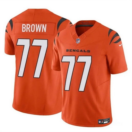 Men Cincinnati Bengals 77 Trent Brown Orange 2024 F U S E Vapor Untouchable Limited Stitched Jersey Men Cincinnati Bengals 77 Trent Brown Orange 2024 F U S E Vapor Untouchable Limited Stitched Jersey
