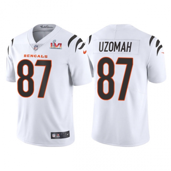 Men Cincinnati Bengals 87 C J Uzomah 2022 White Super Bowl LVI Vapor Limited Stitched Jersey Men Cincinnati Bengals 87 C J Uzomah 2022 White Super Bowl LVI Vapor Limited Stitched Jersey