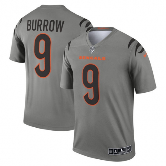 Men Cincinnati Bengals 9 Joe Burrow Gray Stitched Football Jersey Men Cincinnati Bengals 9 Joe Burrow Gray Stitched Football Jersey