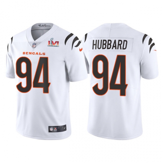 Men Cincinnati Bengals 94 Sam Hubbard 2022 White Super Bowl LVI Vapor Limited Stitched Jersey Men Cincinnati Bengals 94 Sam Hubbard 2022 White Super Bowl LVI Vapor Limited Stitched Jersey