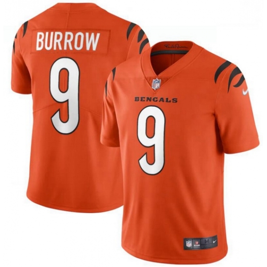 Men Nike Cincinnati Bengals 9 Joe Burrow Orange Vapor Limited Jersey Men Nike Cincinnati Bengals 9 Joe Burrow Orange Vapor Limited Jersey