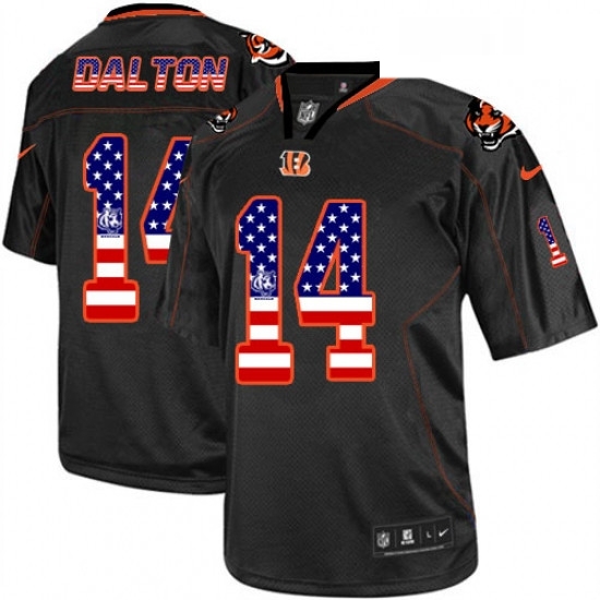 Mens Nike Cincinnati Bengals 14 Andy Dalton Elite Black USA Flag Fashion NFL Jersey Mens Nike Cincinnati Bengals 14 Andy Dalton Elite Black USA Flag Fashion NFL Jersey