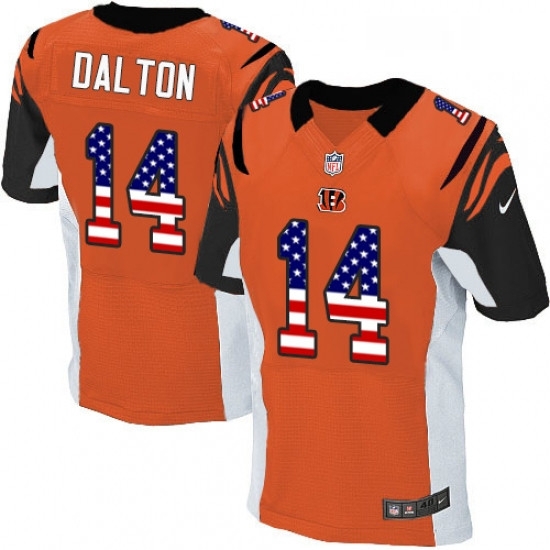 Mens Nike Cincinnati Bengals 14 Andy Dalton Elite Orange Alternate USA Flag Fashion NFL Jersey Mens Nike Cincinnati Bengals 14 Andy Dalton Elite Orange Alternate USA Flag Fashion NFL Jersey