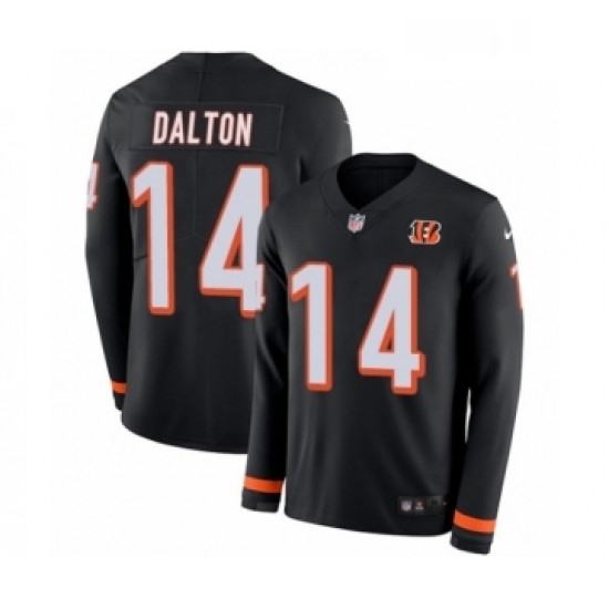 Mens Nike Cincinnati Bengals 14 Andy Dalton Limited Black Therma Long Sleeve NFL Jersey Mens Nike Cincinnati Bengals 14 Andy Dalton Limited Black Therma Long Sleeve NFL Jersey