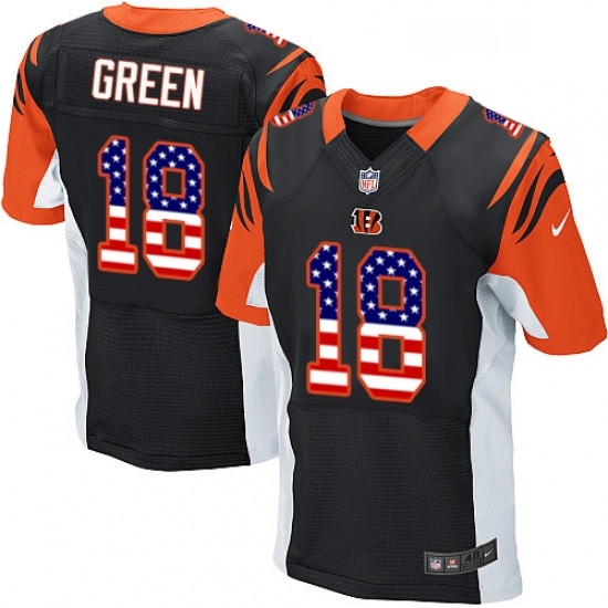 Mens Nike Cincinnati Bengals 18 AJ Green Elite Black Home USA Flag Fashion NFL Jersey Mens Nike Cincinnati Bengals 18 AJ Green Elite Black Home USA Flag Fashion NFL Jersey
