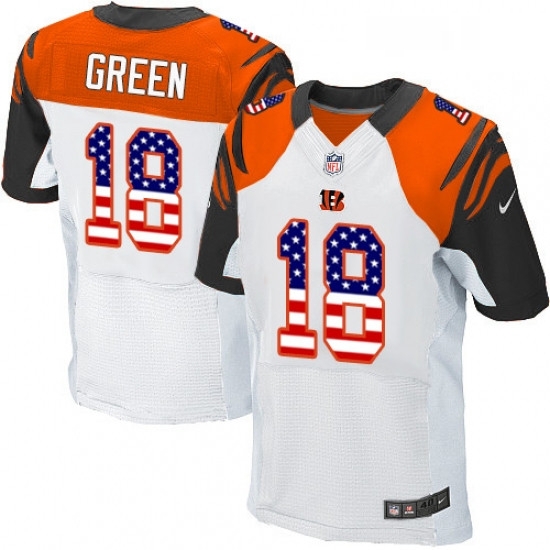 Mens Nike Cincinnati Bengals 18 AJ Green Elite White Road USA Flag Fashion NFL Jersey Mens Nike Cincinnati Bengals 18 AJ Green Elite White Road USA Flag Fashion NFL Jersey