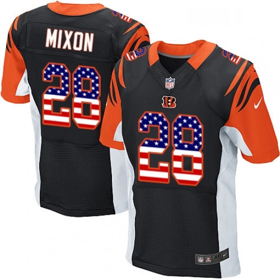 Mens Nike Cincinnati Bengals 28 Joe Mixon Elite Black Home USA Flag Fashion NFL Jersey Mens Nike Cincinnati Bengals 28 Joe Mixon Elite Black Home USA Flag Fashion NFL Jersey