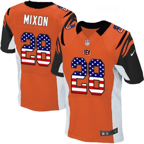 Mens Nike Cincinnati Bengals 28 Joe Mixon Elite Orange Alternate USA Flag Fashion NFL Jersey Mens Nike Cincinnati Bengals 28 Joe Mixon Elite Orange Alternate USA Flag Fashion NFL Jersey
