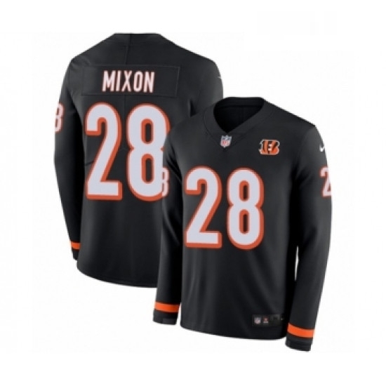 Mens Nike Cincinnati Bengals 28 Joe Mixon Limited Black Therma Long Sleeve NFL Jersey Mens Nike Cincinnati Bengals 28 Joe Mixon Limited Black Therma Long Sleeve NFL Jersey